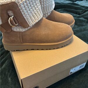 UGG Knit Cuff Brown Boots